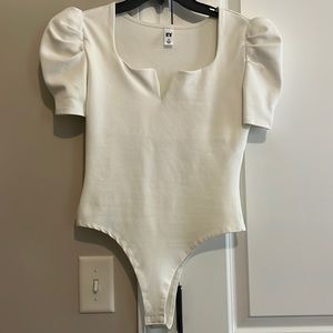 White Puff Sleeve Bodysuit worn once